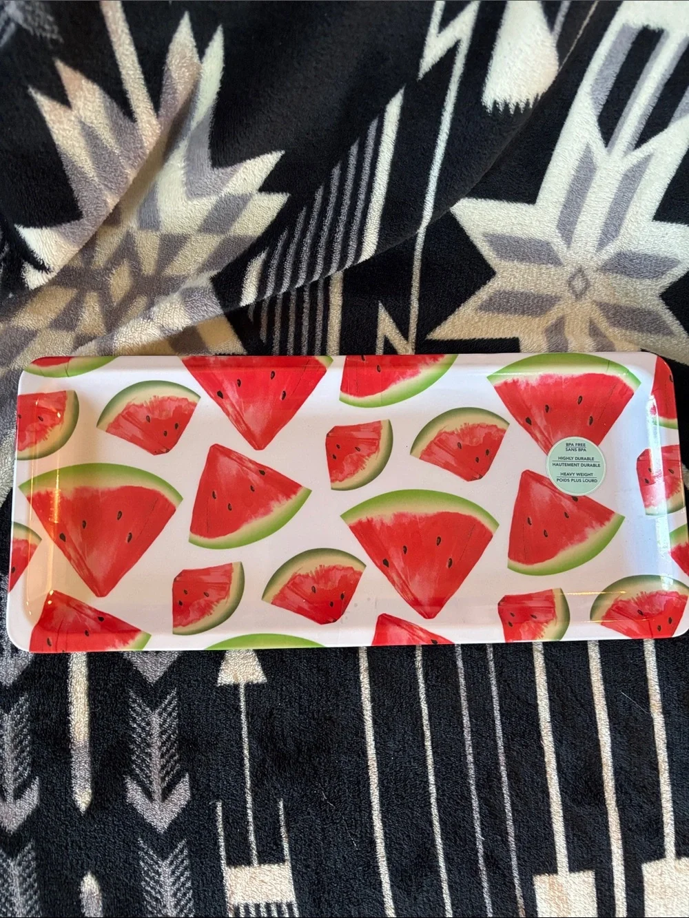 Kids Watermelon Print Snack Tray - White & Red